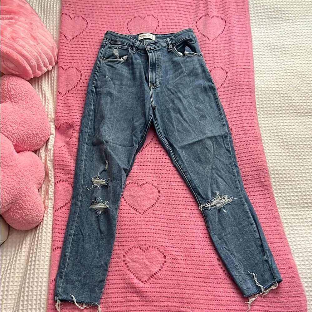 Women's Distressed Blue Jeans